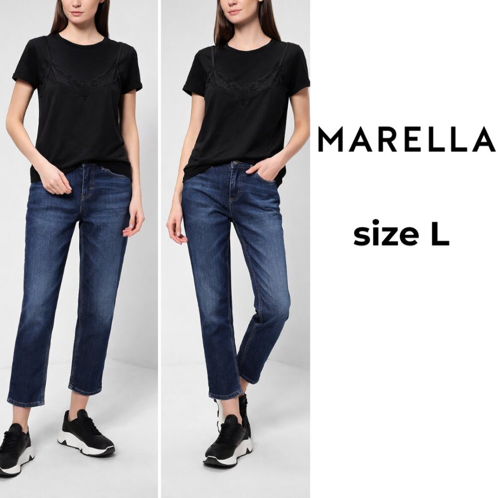 MARELLA Black Camisole with Lace Detail
